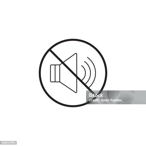 No Noise Line Icon No Sound Prohibited Sign Stock Illustration - Download Image Now - Arts Culture and Entertainment, Azerbaijan, Banner - Sign