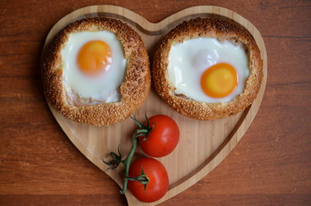 istock Heart tray of two egg buns freshly baked 868071996