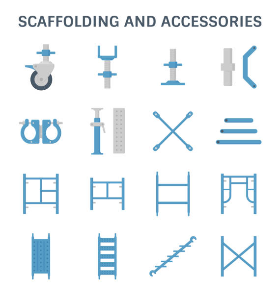 ikona rury rusztowania - scaffolding wheel construction site metal stock illustrations