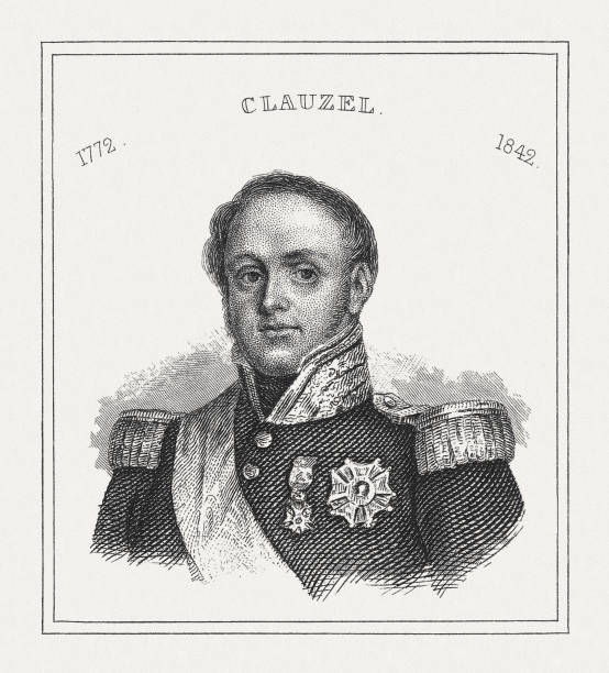 bertrand clausel (1772-1842) – francuski marszałek, grawerowany stal, opublikowany w 1843 - marshal stock illustrations