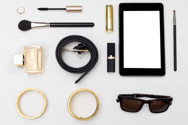 istock Flat lay trendy creative feminine accessories arrangement. Flat lay 868088798