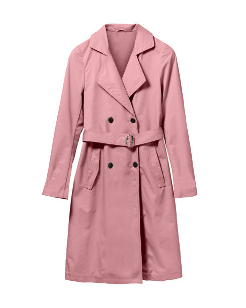 淡い光のピンクのエレガントな女性秋絶縁コート ホワイト - coat ストックフォトと画像