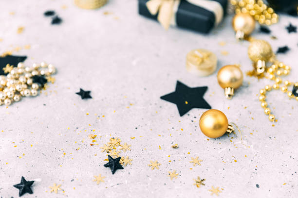 istock Black and gold Christmas decorations 868105760