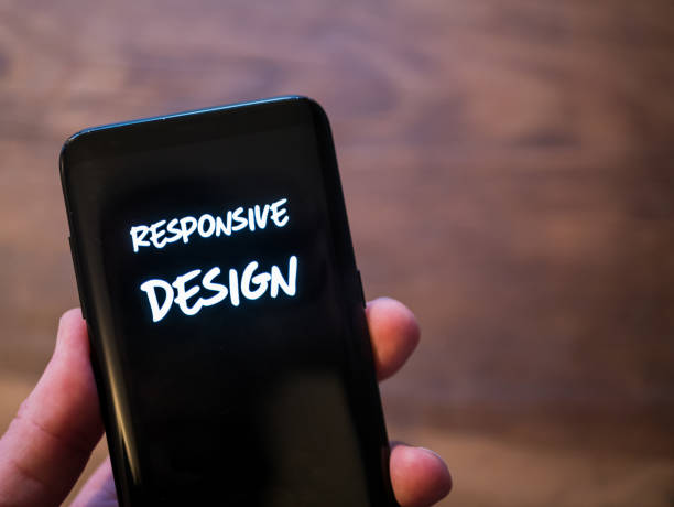 istock Responsive design mobile concept. Black smartphone display text with concept of internet web pages. 868109920