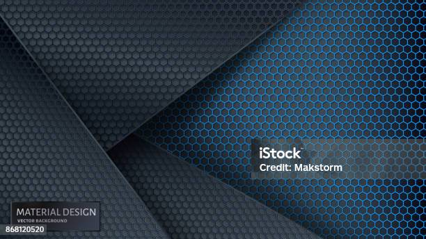 Abstract Vector Background Overlapping Carbon Grid Material Design Style Stock Illustration - Download Image Now