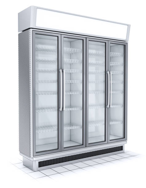 istock Fridge with transparent glass isolated. Refrigerator showcase on white background. 868120670