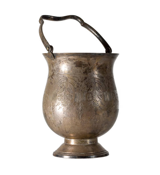 istock Antique vintage silver empty ice champagne bucket isolated on white background / backdrop 868128760