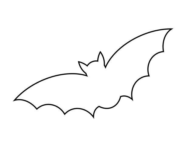 ilustrações de stock, clip art, desenhos animados e ícones de halloween bat outline vector  design isolated on white backgroud - bat animal flying mammal