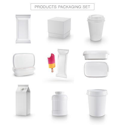 White Products Packages Mockup Icons
