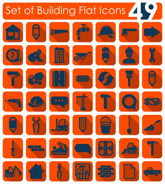Vector illustration of Set of building icons