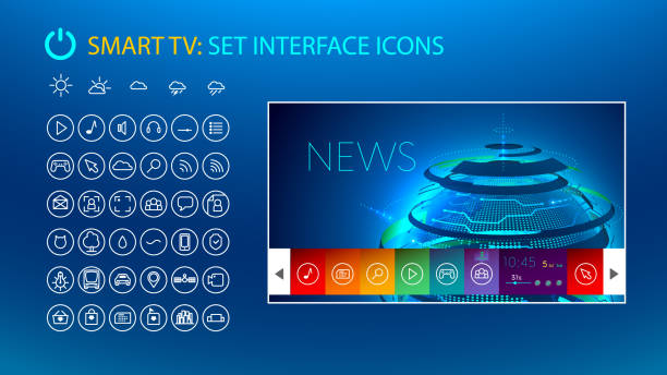 smart tv interface Smart tv. Set icons for smart tv interface. VECTOR mock up. Template smart tv stock illustrations