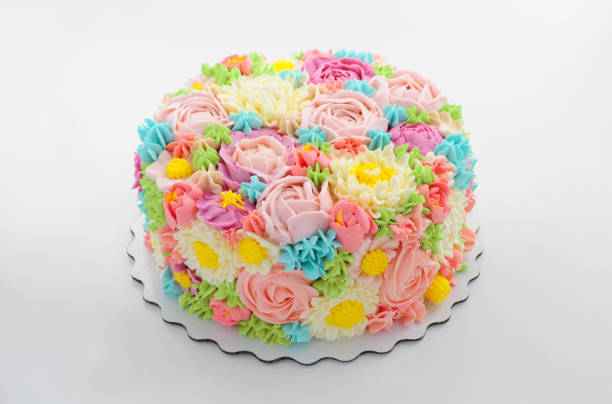 istock Cake with color cream flowers. 868162454