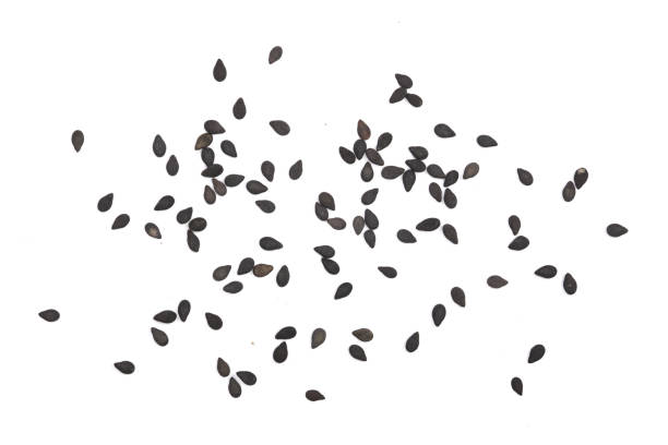 istock Black sesame seeds isolated on white background top view 868162854