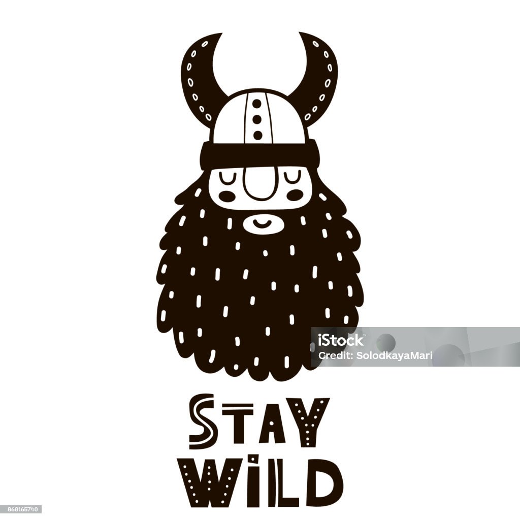 Cute viking character in scandinavian style. Vector illustration Cartoon stock vector