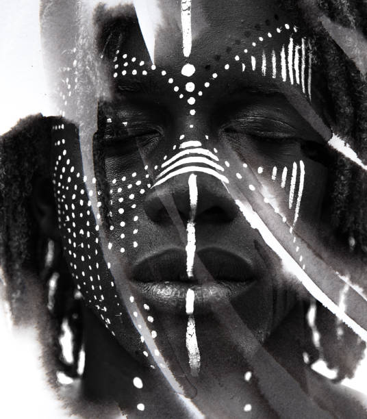 istock Paintography. Expressive African man combined with dramatic double exposure art techniques and hand drawn paintings