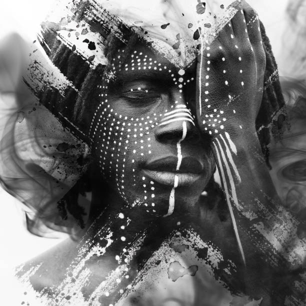 istock Paintography. Expressive African man combined with stunning double exposure art techniques and hand drawn paintings