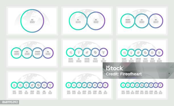 Infographie De Lentreprise Présentations Avec 1 2 3 4 5 6 7 8 9 Cercles Options Modèles De Vecteur Vecteurs libres de droits et plus d'images vectorielles de Graphisme d'information