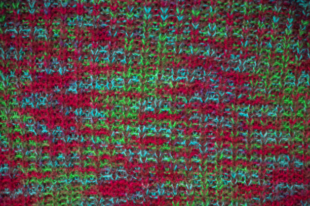 istock Knitted fabric texture. Closeup view of multicolored fabric jersey. Multicolor abstract background and texture for designers. Colorful cloth background. Macro view of knitted fabric fibers. 868196882