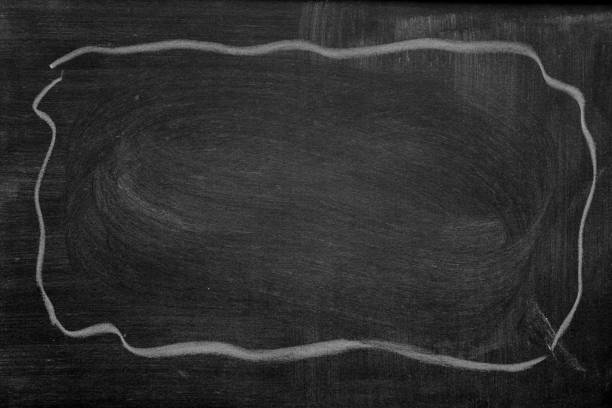White chalk hand drawing as circle shape on black board background