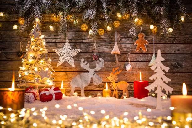 istock Christmas decoration on wooden background 868199984