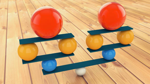 istock 3d rendering. Colorful balls in perfect balance 868200734