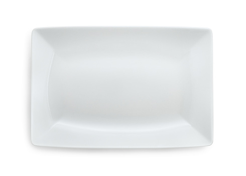 White empty rectangular plate isolated on white
