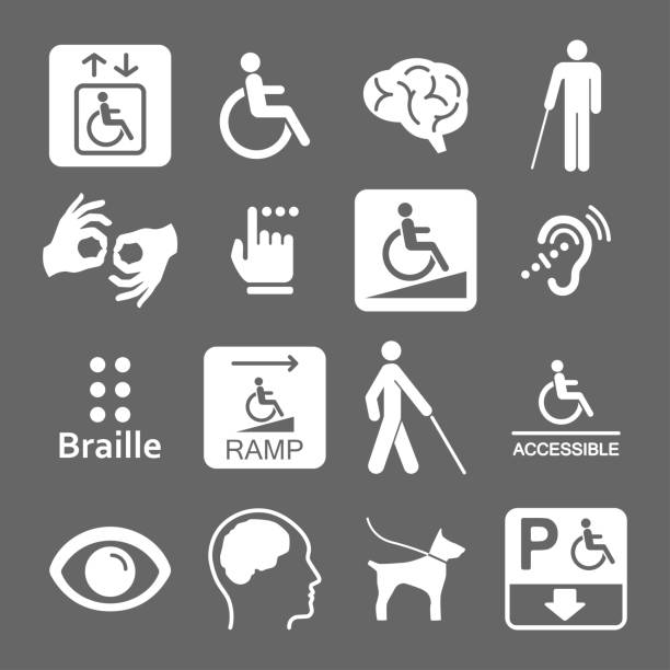 bildbanksillustrationer, clip art samt tecknat material och ikoner med inaktiverade ikoner - tillgänglighet blind braille