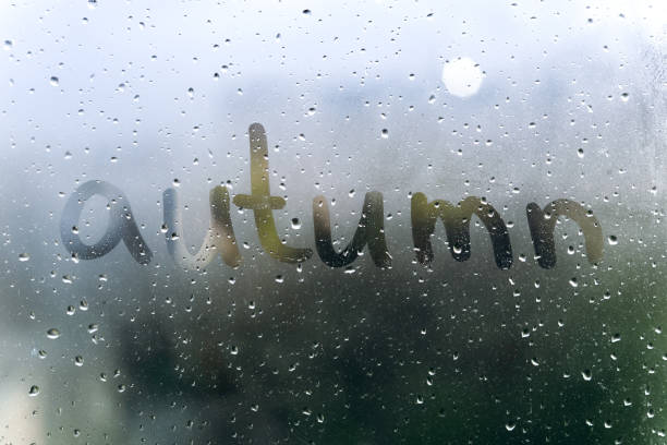 istock Inscription autumn on the sweaty glass. 868221596