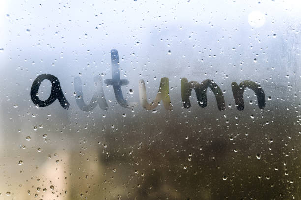 istock Inscription autumn on the sweaty glass. 868221698