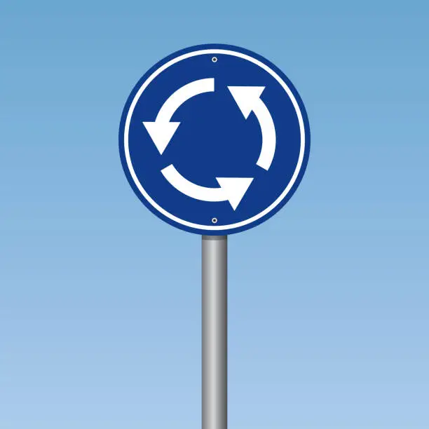 Vector illustration of Roundabout Crossroad Traffic Road Sign