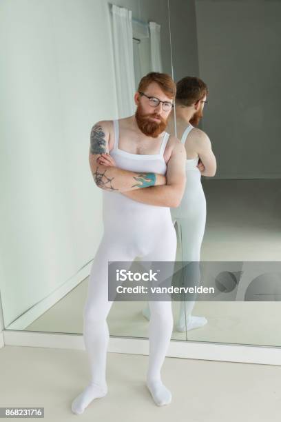Fed Up Trainee Ballet Dancer Stock Photo - Download Image Now - Men, Effortless, Mirror - Object