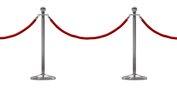 istock barrier rope isolated on white. Silver. Luxury, VIP concept. 3d render 868239260