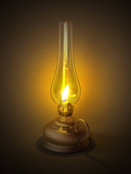 istock Old vintage oil or kerosene lamp isolated on table 868239830