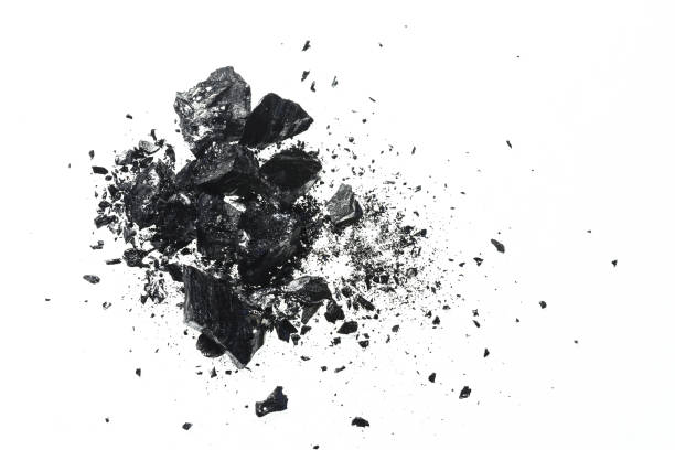 istock Pile of black coal bars isolated on white background 868242792