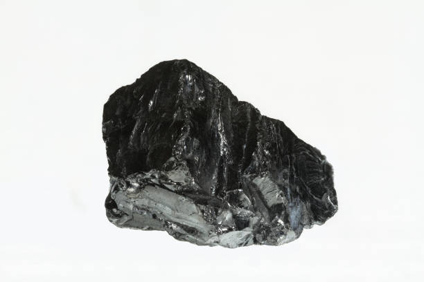 istock Black coal mine close-up with large depth of field. Anthracite coal bar isolated on white background 868242820