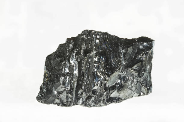 istock Black coal mine close-up with large depth of field. Anthracite coal bar isolated on white background 868243002