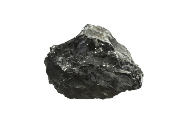 istock Black coal mine close-up with large depth of field. Anthracite coal bar isolated on white background 868243030