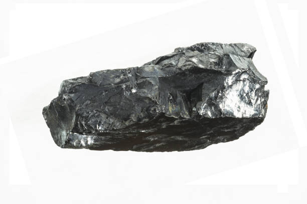 istock Black coal mine close-up with large depth of field. Anthracite coal bar isolated on white background 868243036