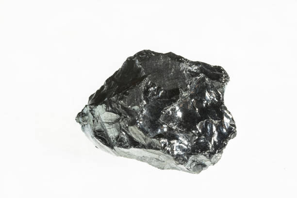 istock Black coal mine close-up with large depth of field. Anthracite coal bar isolated on white background 868243098