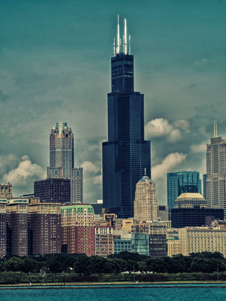 istock Chicago Skyline Buildings - Dark Cross Processing Artistic Effect - Chicago, Illinois, USA 868249922