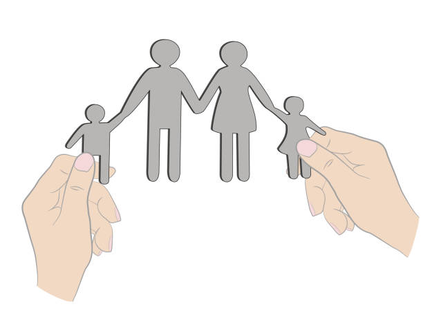 istock hands holding family silhouette cut out of paper. vector illustration. 868254108