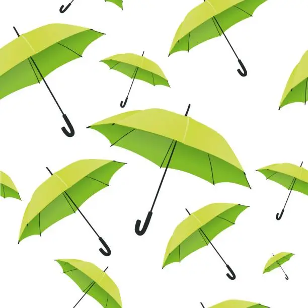 Vector illustration of colored umbrellas set