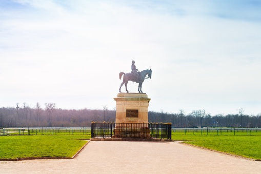 Side view picture of Henry d'Orleans monument, Great Stables, Chantilly, France