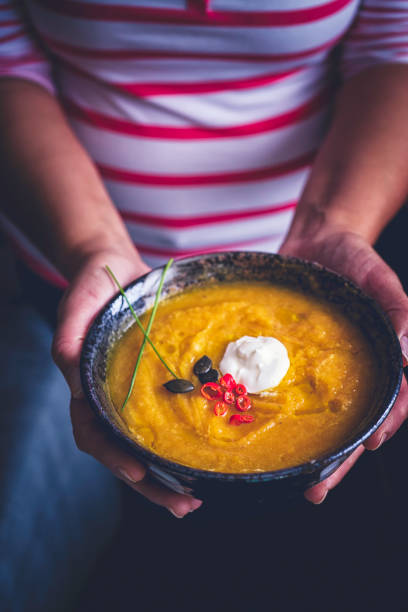 istock Pumpkin Soup with Chili and Sour Cream 868268464