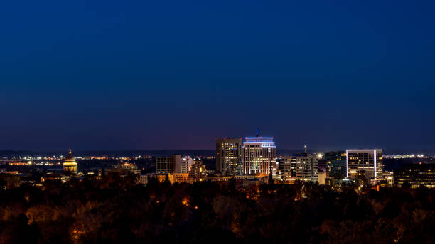 istock Night view of Boise Idaho with blue sky 868275774