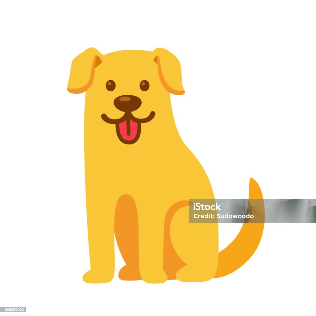 Golden retriever cartoon illustration. Funny cartoon Golden retriever drawing. Cute pet labrador vector illustration. Dog stock vector