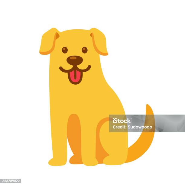 Golden Retriever Cartoon Illustration Stock Illustration - Download Image Now - Dog, Mixed-Breed Dog, Yellow Labrador Retriever