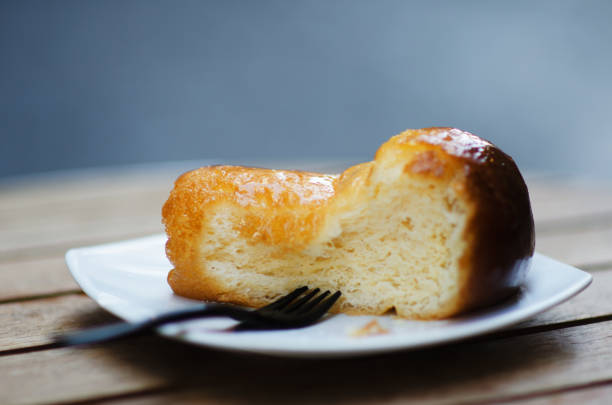 close-up of a golden brioche