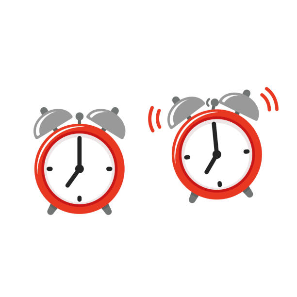 ilustraciones, imágenes clip art, dibujos animados e iconos de stock de icono de reloj despertador - clock face alarm clock clock minute hand