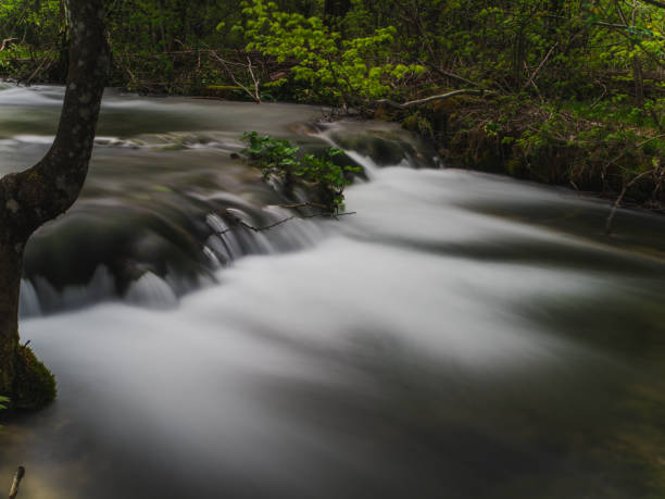 long exposure of waterfall and nature in plitvice National park